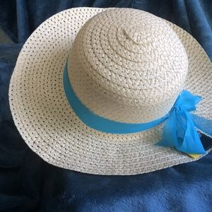 NEW wide brim sun hat with blue bow
